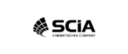 Logo programu SCIA Engineer, symbolizující interaktivní spolupráci se softwarem Dlubal.