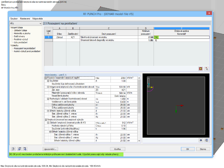 Dialog 2.1 modulu RF-PUNCH Pro s hláškou č. 56