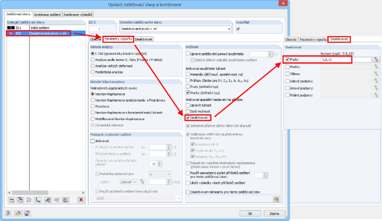 Volba „Deaktivovat“ v programu RFEM