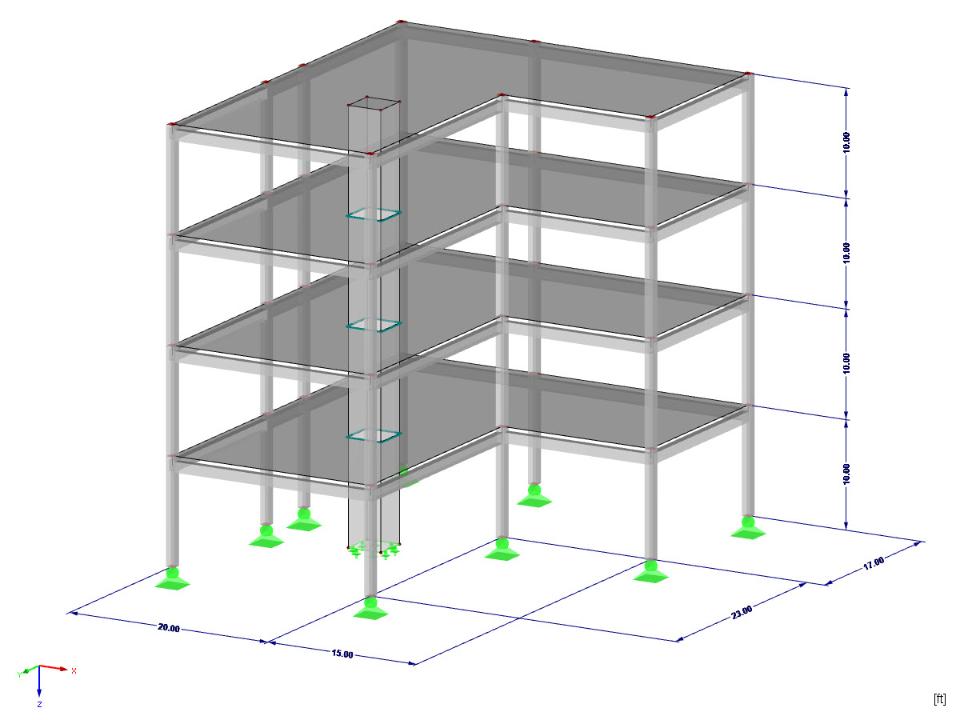 Model budovy v programu RFEM