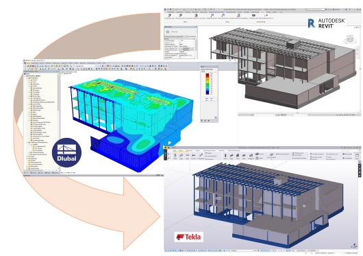 Návrh v aplikaci Revit - výpočet v programu RFEM od Dlubal Software – konstrukce v Tekla Structures