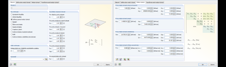 Dialog „Upravit tuhost plochy - Ortotropní“ v programu RFEM