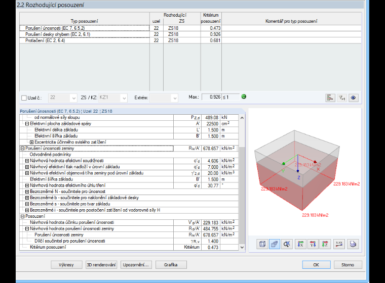 Kritérium posouzení v dialogu 2.2 modulu RF-/FOUNDATION Pro