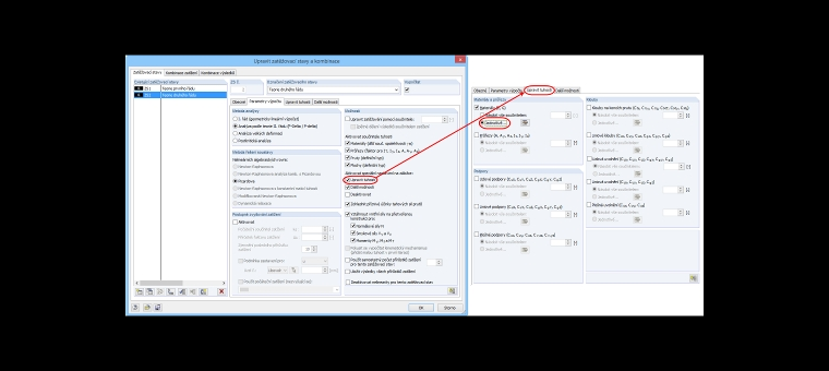 Úprava tuhosti pro zatěžovací stavy resp Kombinace zatížení