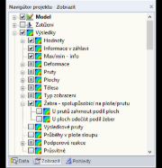 Zobrazení vnitřních sil pouze pro žebro