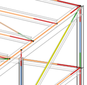 Výhoda BIM: V programu Revit lze již ve fyzikálním modelu definovat polohu systémových linií a uzlů sítě konečných prvků. Tento model lze importovat přímo do programu RFEM.