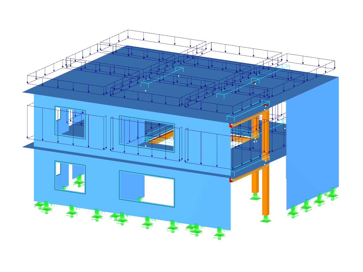 RFEM model dřevěné obytné budovy
