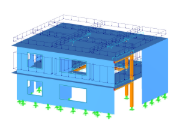 RFEM model dřevěné obytné budovy