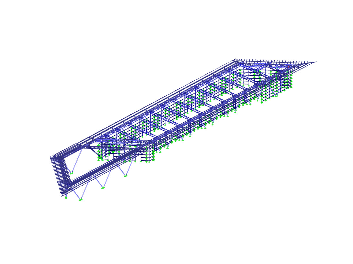 3D model lodního terminálu 8 ve Warnemünde v programu RSTAB (© INROS LACKNER SE)