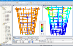 3D model a první vlastní tvar vyhlídkové věže v programu RSTAB (© WIEHAG GmbH)