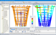 3D model a první vlastní tvar vyhlídkové věže v programu RSTAB (© WIEHAG GmbH)