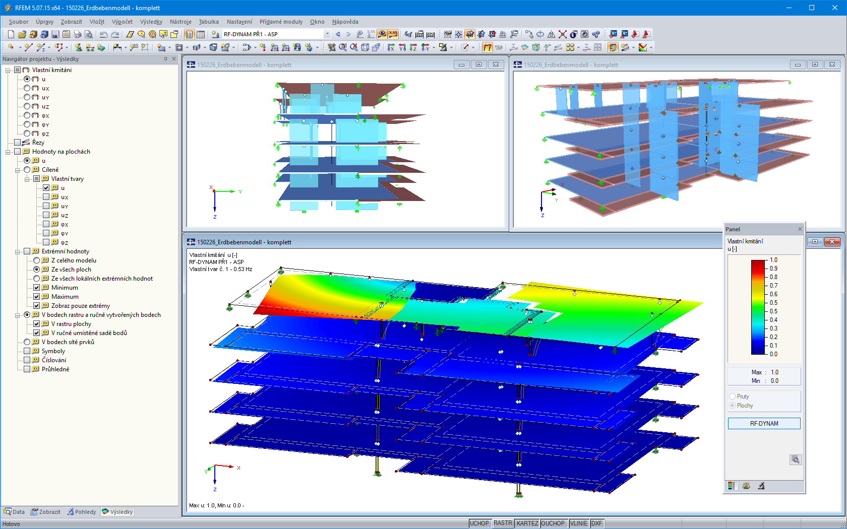 RFEM model pětipodlažního dřevěného pasivního domu s prvním tvarem (© Pirmin Jung Ingenieure)