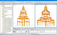 3D modely dvou nejvyšších kupolí v programu RSTAB (© Moses Structural Engineers Inc.)