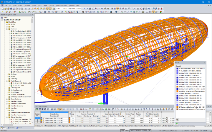 RFEM model vzducholodi ze dřeva a oceli (© Ing. Šrůtek)