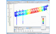 Model konstrukce se znázorněním deformací v programu RSTAB (© Gartner Steel and Glass GmbH)