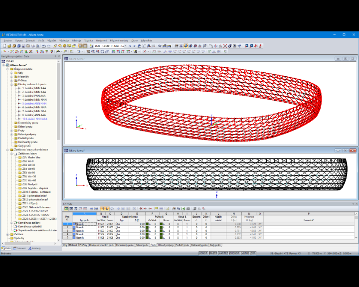 3D model nosné konstrukce Allianz arény v programu RSTAB (© IPL GmbH)