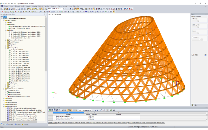 RSTAB-Modell der Pfarrkirche St. Josef in Holzkirchen (© Sailer Stepan Partner GmbH)