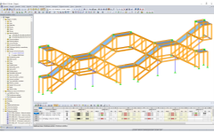 RFEM-Modell der Treppenkonstruktion aus Holzfachwerkbindern (© Josef Kolb AG)