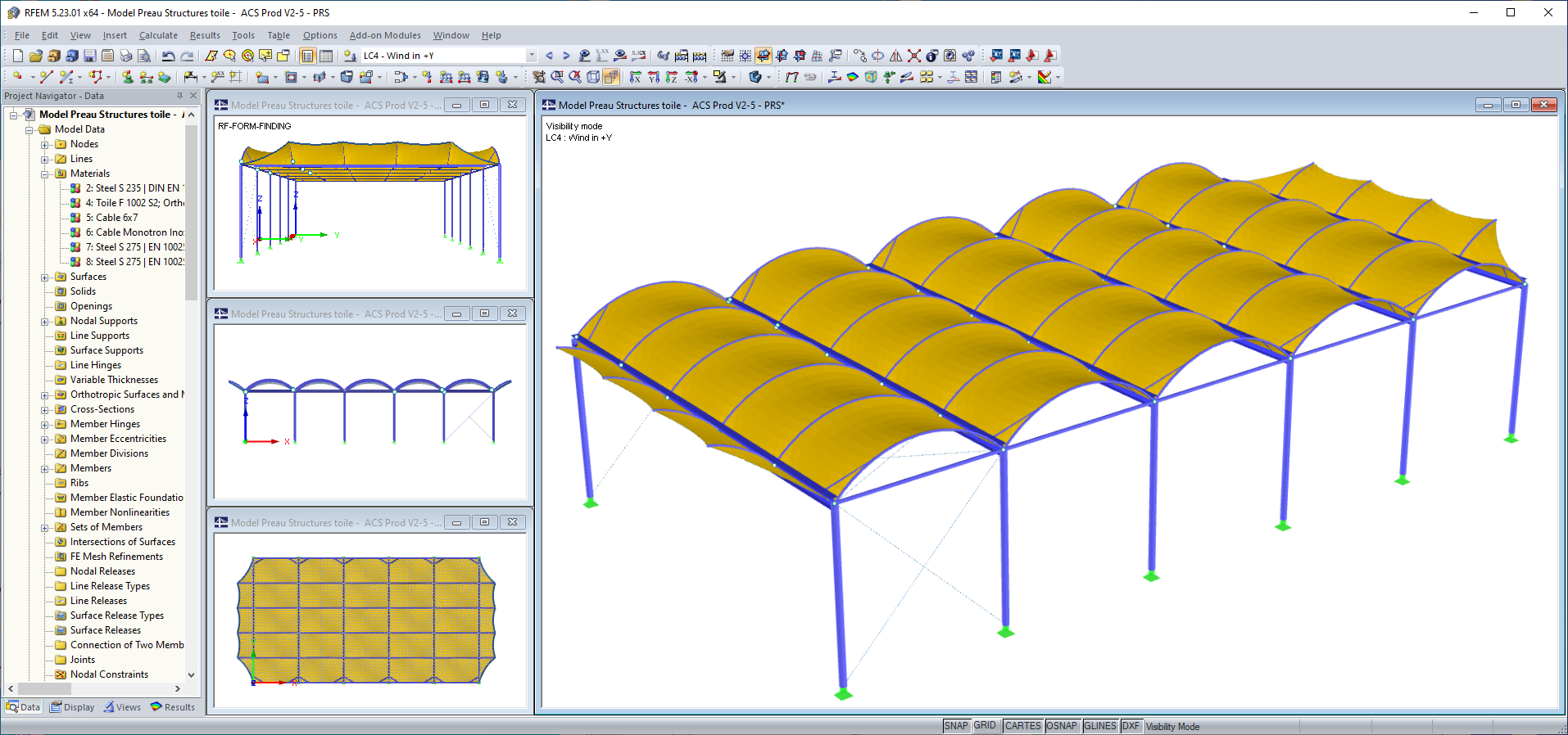Model zastřešení v programu RFEM (© AC Structures)