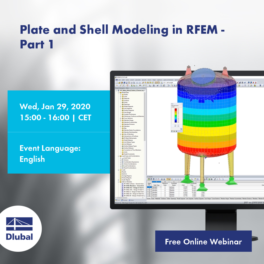 Modelování desek a skořepin v programu RFEM - 1. část (anglicky)