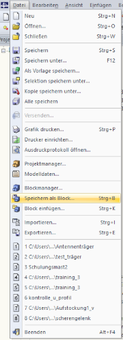 Speichern des Modells als Block