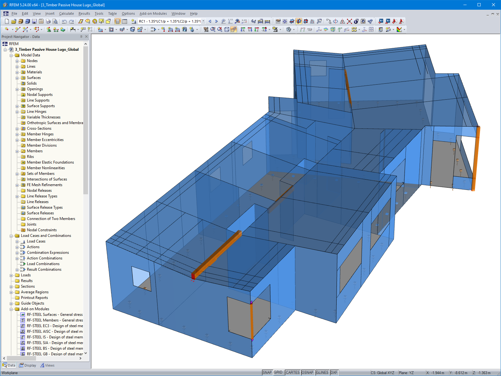 Model domu v programu RFEM (© Maderas Besteiro)