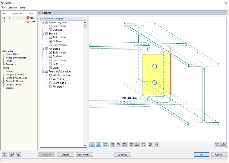 Kloubové spojení nosník-nosník s deskou na stojině