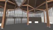 Vnitřní prostor návštěvnického centra (animace, © Jing Kong & Associates Consulting Structural Engineers Inc.)