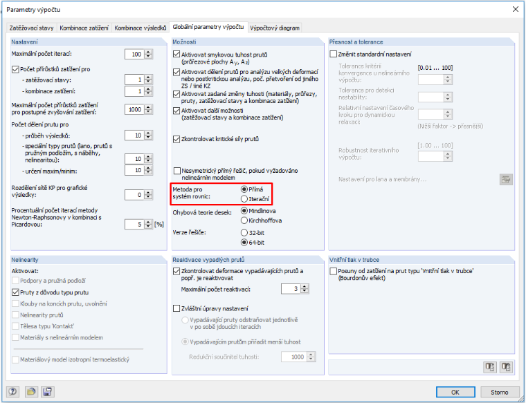 Gleichungslösermethode im Dialog "Berechnungsparameter"