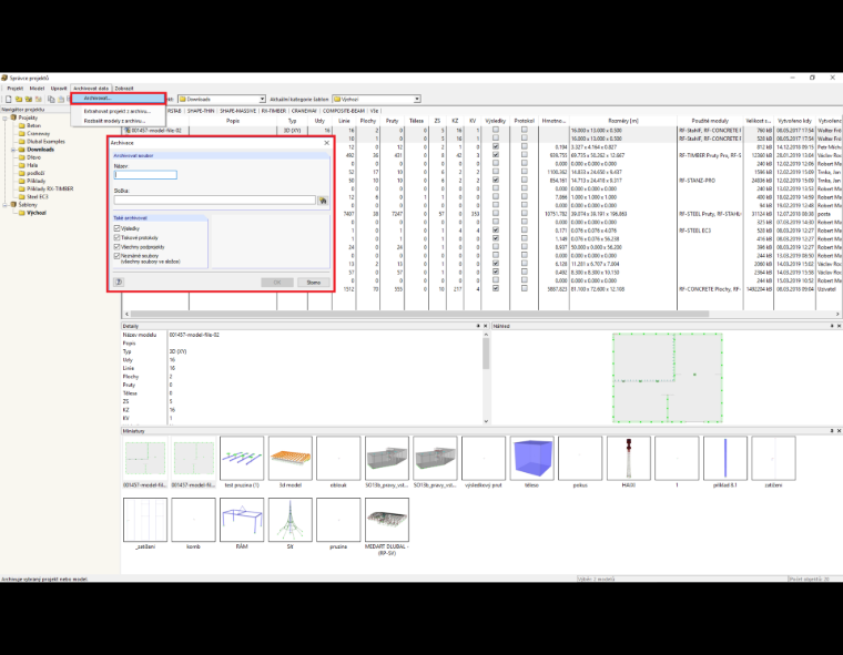 archivovat data