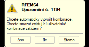 Dotaz na dříve vytvořené kombinace