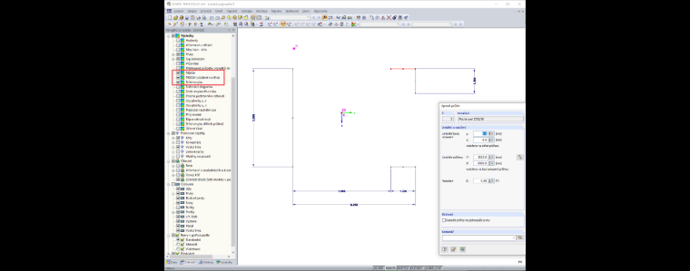 Střed smyku v programu SHAPE-THIN