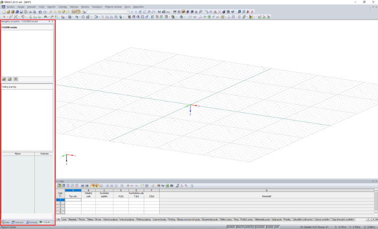 V navigátoru ze zobrazí nová záložka CAD/BIM model.