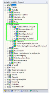 Nastavení pro vyhlazení vnitřních sil na plochách v programu RFEM