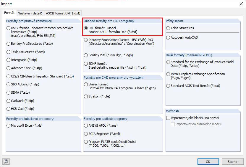 Dialog "Import"