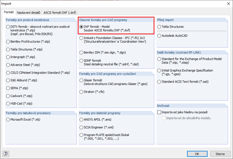 Dialog "Import"