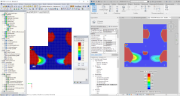 Porovnání zobrazení přídavné výztuže v rastru 0,1 m v programu RFEM a REVIT