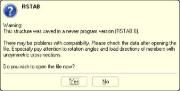 Upozornění při otevírání souboru programu RSTAB 8 v programu RSTAB 7