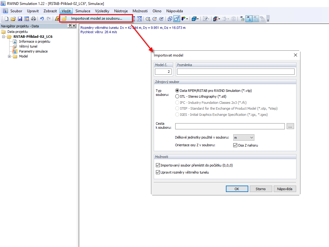 Import modelu