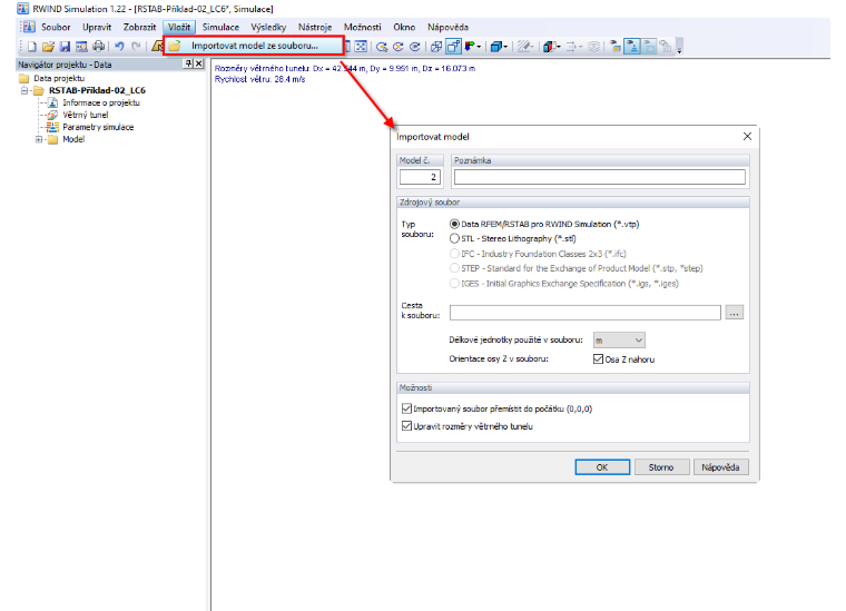 Import modelu