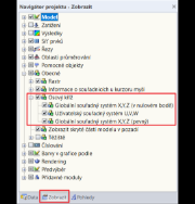 Nastavení pro zobrazení osového systému v navigátoru Zobrazit
