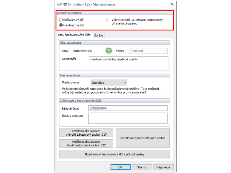 Licencování programu RWIND Simulation