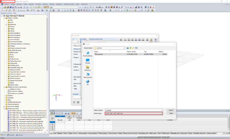 Verze RFEM 5.22.01 a novější podporují formát *.du9 (SHAPE-THIN 9).