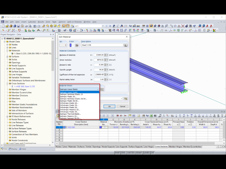 RFEM - Materiály
