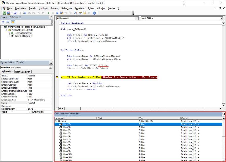 Objekt RFEM.RfLine obchází vnitřní chybu v EXCELu