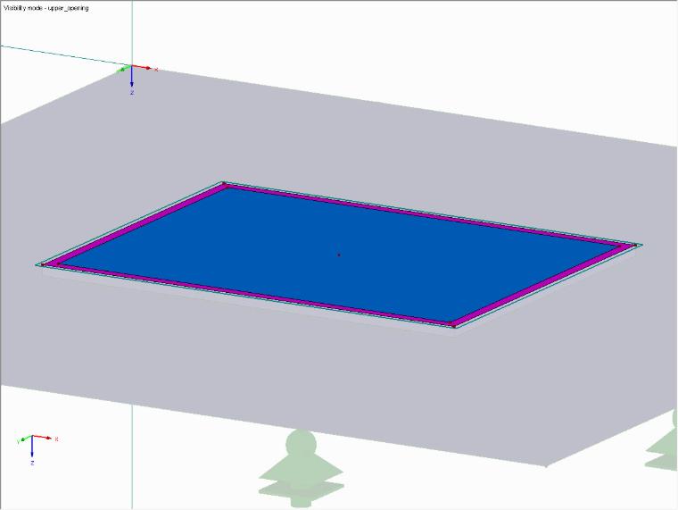 Horní ohraničení vytvořené pomocí obdélníkové plochy s otvorem