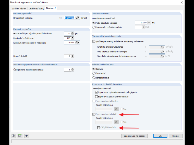 Export CAD/BIM modelu do programu RWIND Simulation