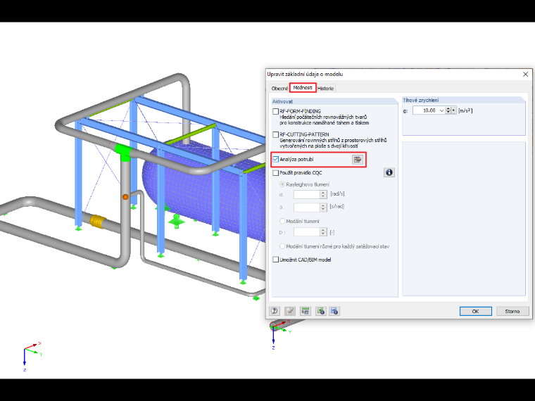Aktivace přídavného modulu v základních údajích