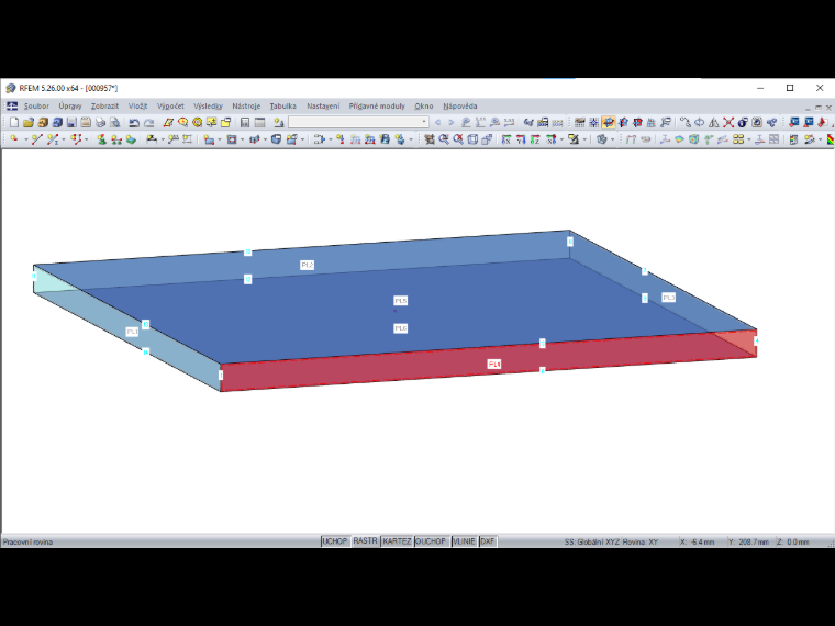 Boční plocha PL4 se čtyřmi hraničními liniemi