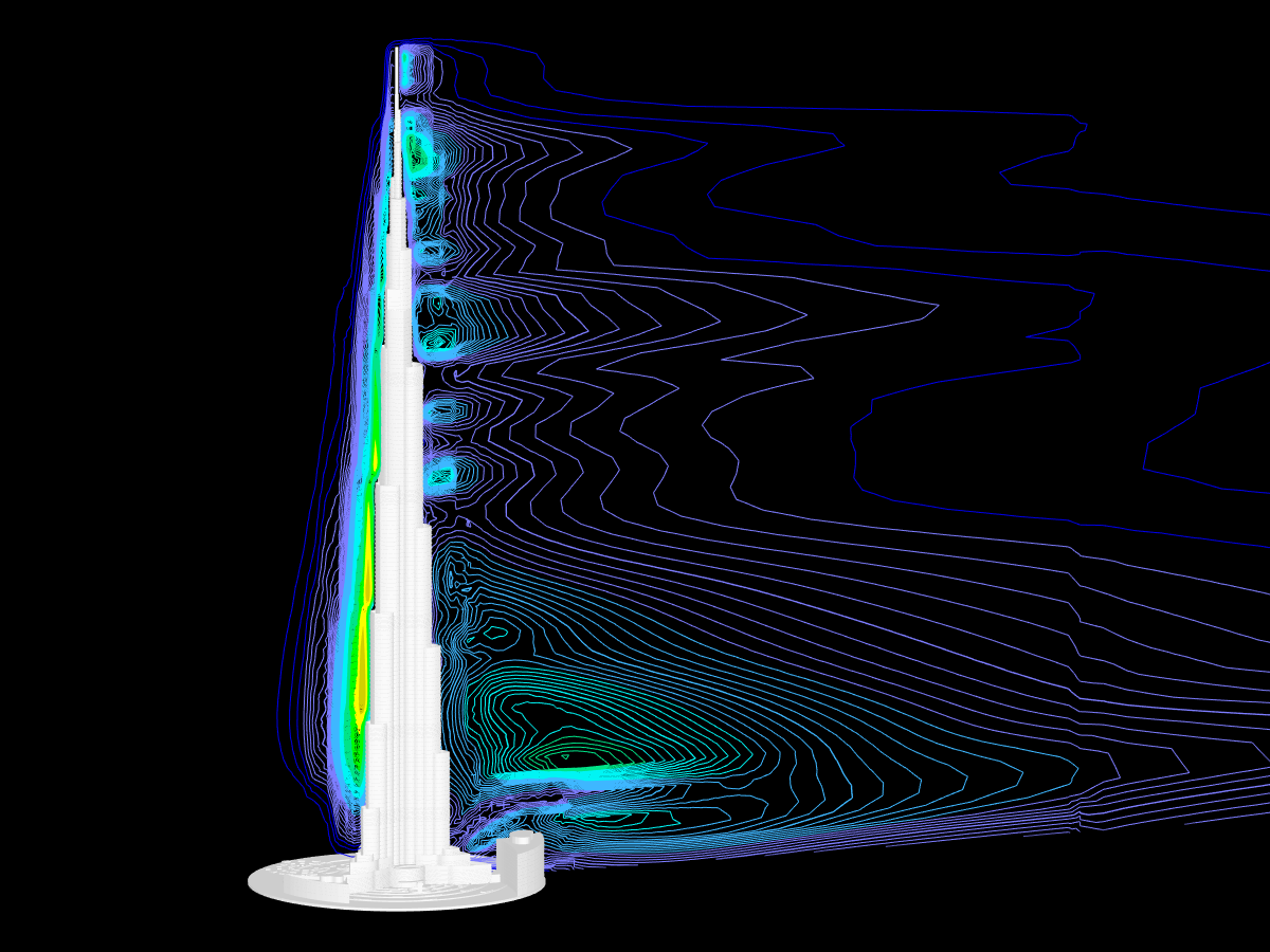 Burj Khalifa, výsledná turbulence